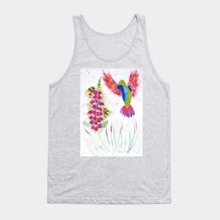 Cute Hummingbird, bumblebees and Foxglove Tank Top